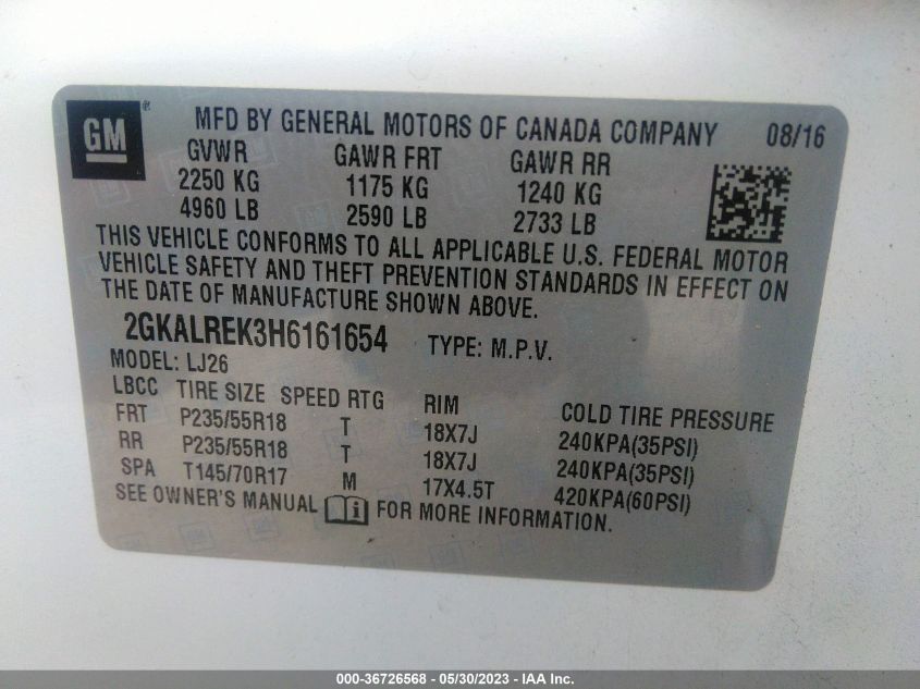 2017 GMC TERRAIN DENALI - 2GKALREK3H6161654