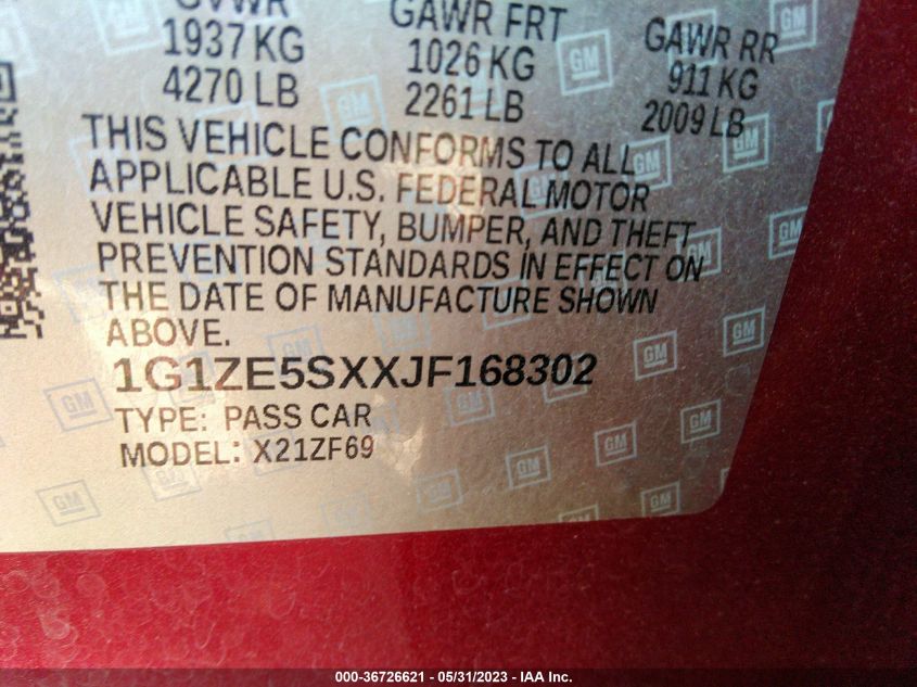 2018 CHEVROLET MALIBU PREMIER - 1G1ZE5SXXJF168302