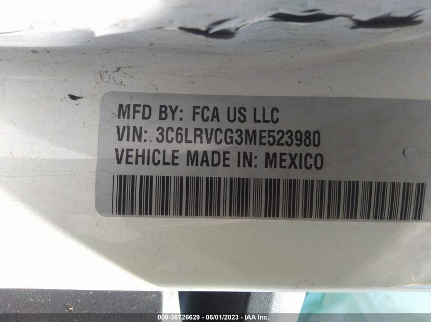 2021 RAM PROMASTER CARGO VAN - 3C6LRVCG3ME523980
