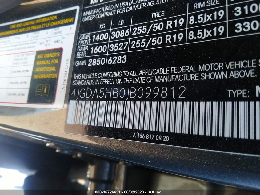 VIN 4JGDA5HB0JB099812 2018 MERCEDES-BENZ GLE GLE 350