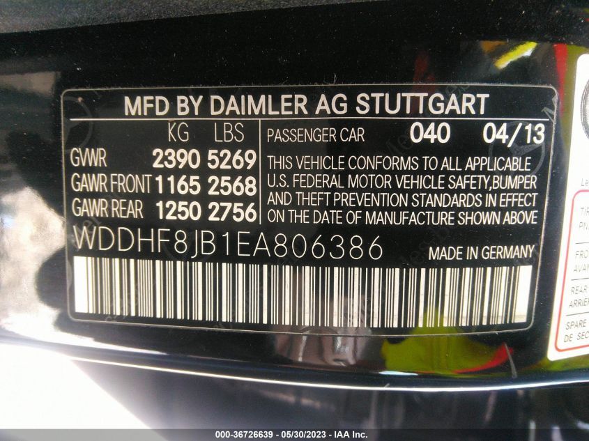 2014 MERCEDES-BENZ E-CLASS E 350 - WDDHF8JB1EA806386