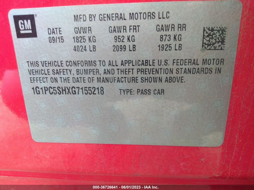 2016 CHEVROLET CRUZE LIMITED LS - 1G1PC5SHXG7155218