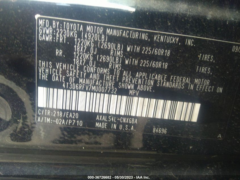 2021 TOYOTA RAV4 HYBRID LIMITED - 4T3D6RFV7MU007732