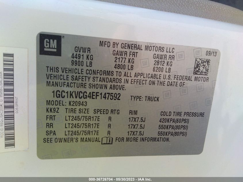 2014 CHEVROLET SILVERADO 2500HD WORK TRUCK - 1GC1KVCG4EF147592