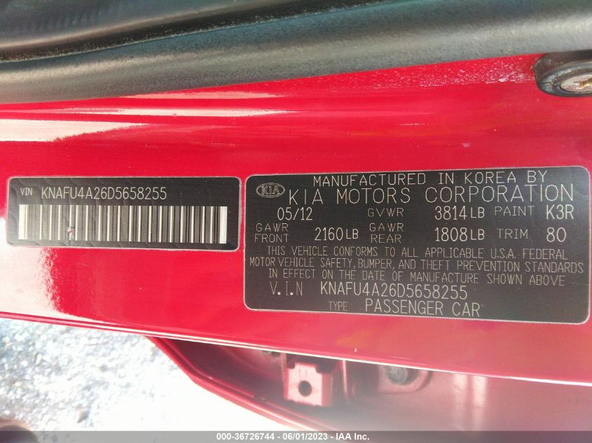 2013 KIA FORTE EX - KNAFU4A26D5658255