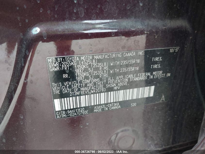 2018 TOYOTA RAV4 SE - 2T3NFREV5JW420783