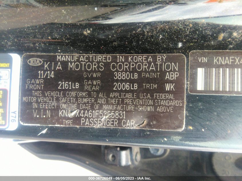 2015 KIA FORTE LX - KNAFX4A61F5365831