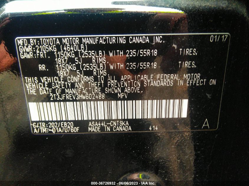 2017 TOYOTA RAV4 SE - 2T3JFREV3HW602488