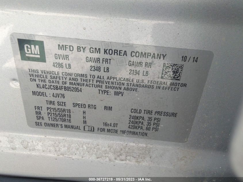 2015 BUICK ENCORE LEATHER - KL4CJCSB4FB052054