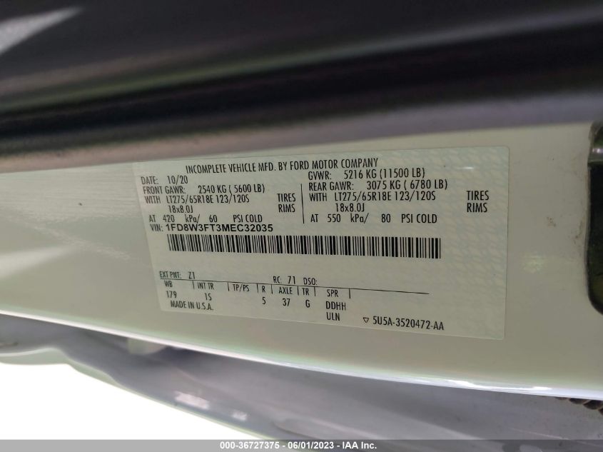 2020 FORD F350 - 1FD8W3FT3MCC32035