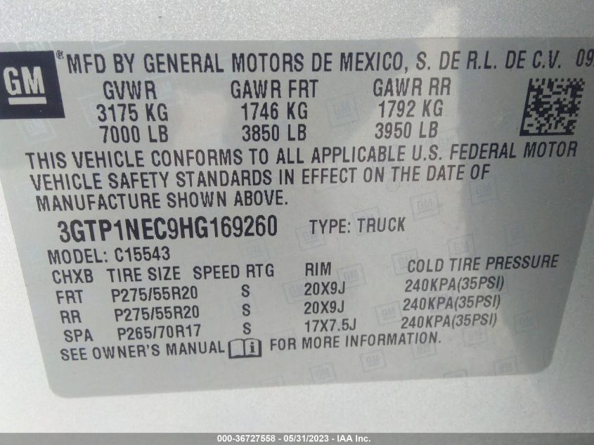 2017 GMC SIERRA 1500 SLT - 3GTP1NEC9HG169260