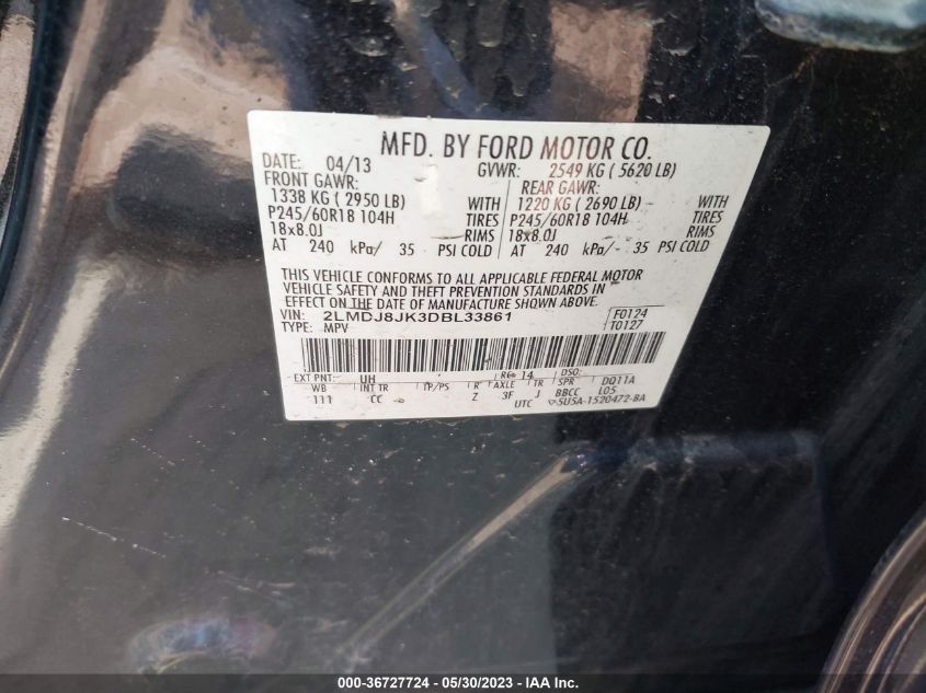 2013 LINCOLN MKX - 2LMDJ8JK3DBL33861