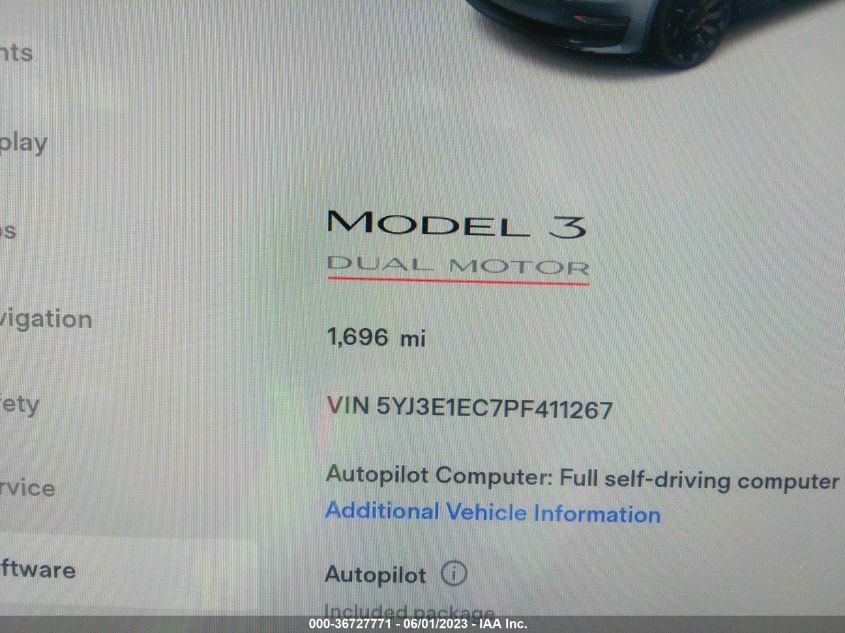 2023 TESLA MODEL 3 PERFORMANCE - 5YJ3E1EC7PF411267
