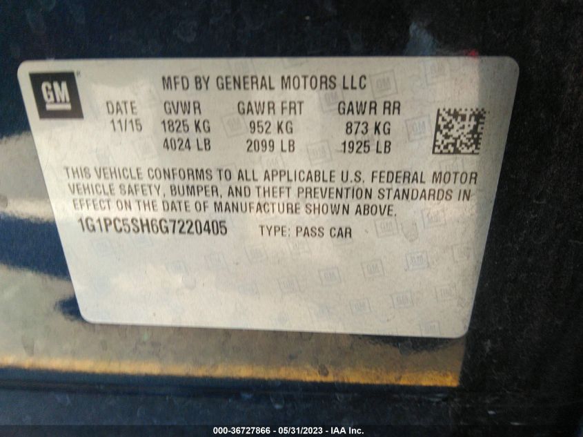 2016 CHEVROLET CRUZE LIMITED LS - 1G1PC5SH6G7220405