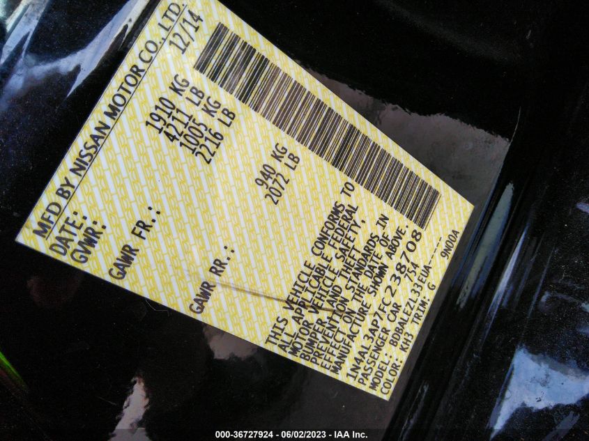 2015 NISSAN ALTIMA 2.5 - 1N4AL3AP7FC238708