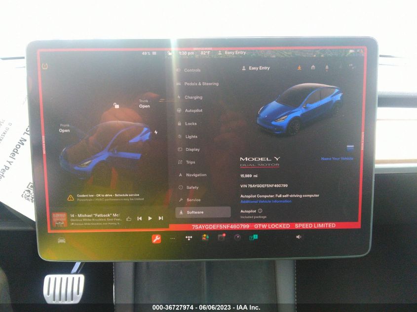 2022 TESLA MODEL Y PERFORMANCE - 7SAYGDEF5NF460799