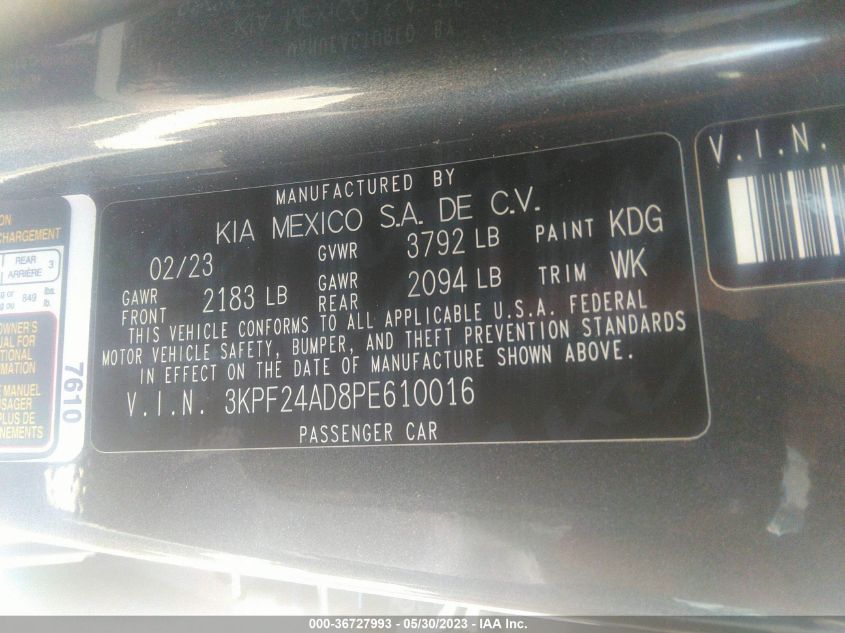 2023 KIA FORTE LXS - 3KPF24AD8PE610016