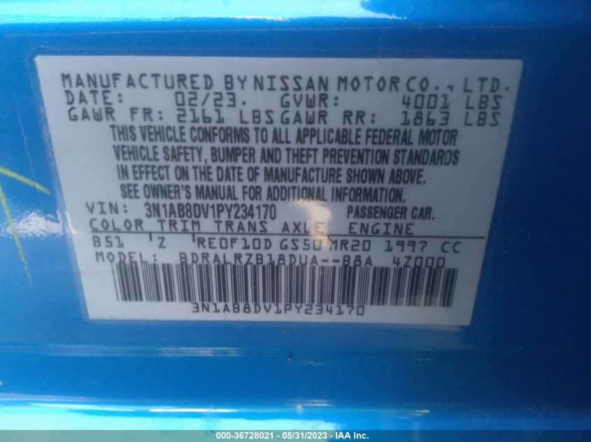 2023 NISSAN SENTRA SR - 3N1AB8DV1PY234170