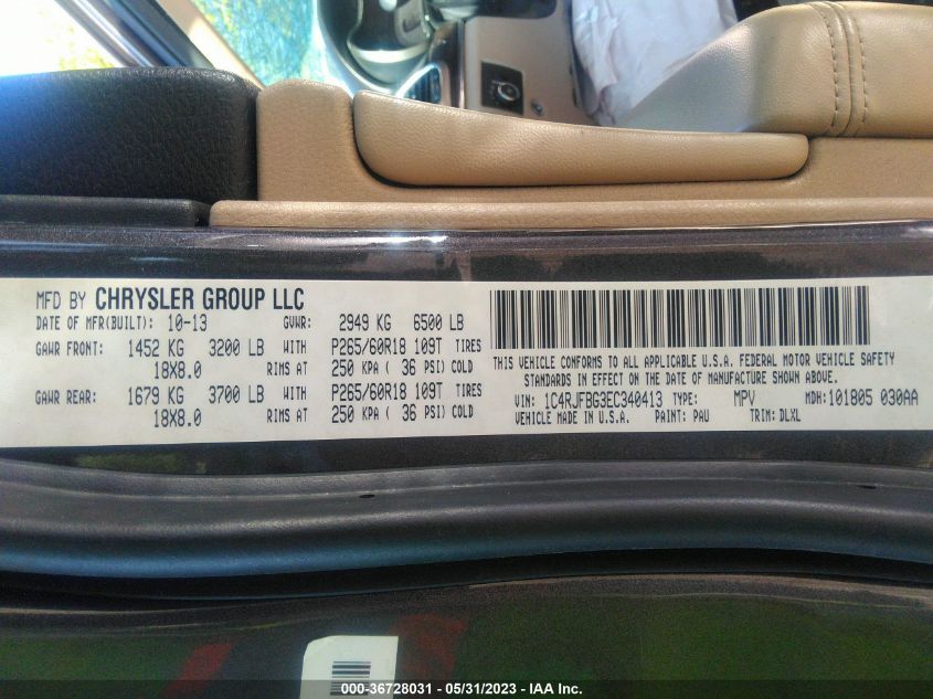 2014 JEEP GRAND CHEROKEE LIMITED - 1C4RJFBG3EC340413