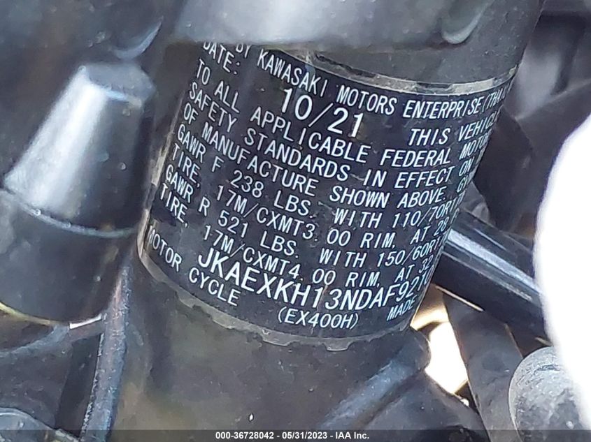 2022 KAWASAKI EX400 - JKAEXKH13NDAF9210