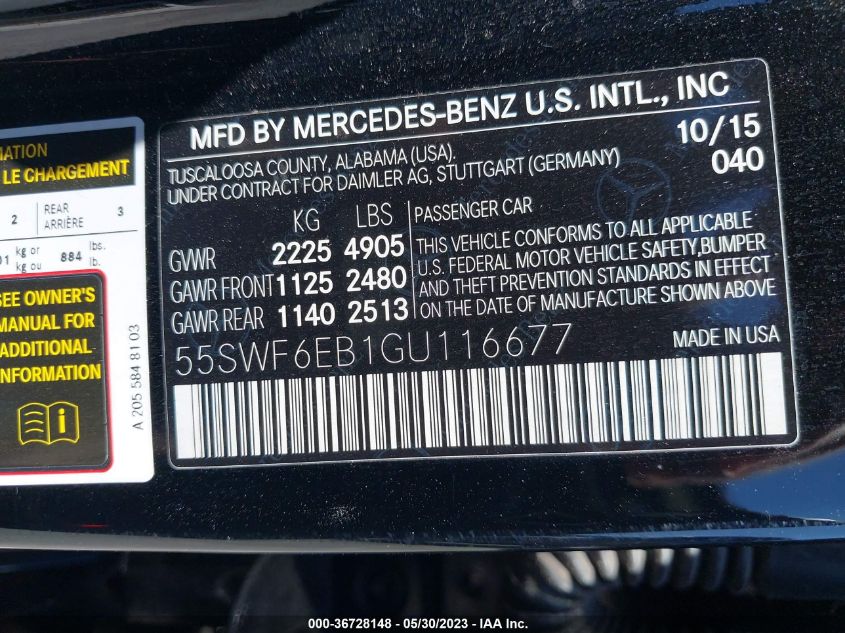 2016 MERCEDES-BENZ C-CLASS C 450 AMG - 55SWF6EB1GU116677