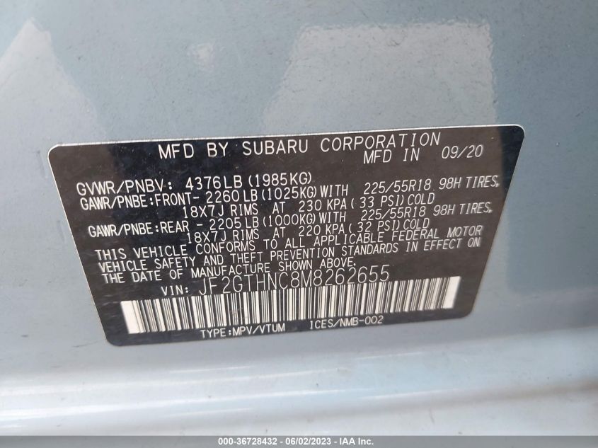 2021 SUBARU CROSSTREK LIMITED - JF2GTHNC8M8262655