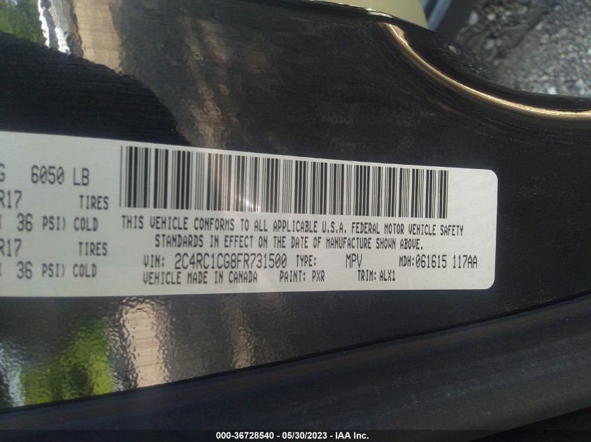 2015 CHRYSLER TOWN & COUNTRY TOURING-L - 2C4RC1CG8FR731500