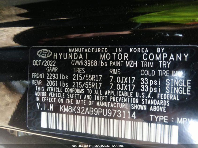 2023 HYUNDAI KONA SEL - KM8K32AB9PU973114