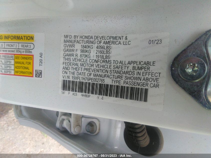 2023 HONDA CIVIC HATCHBACK EX-L - 19XFL1H76PE002765