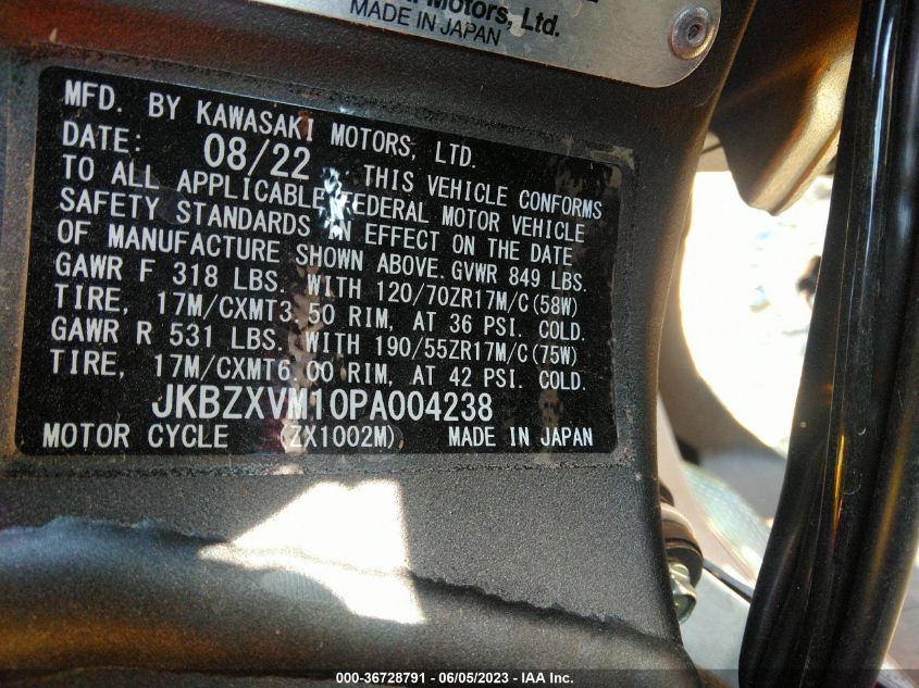 2023 KAWASAKI ZX1002 M JKBZXVM10PA004238