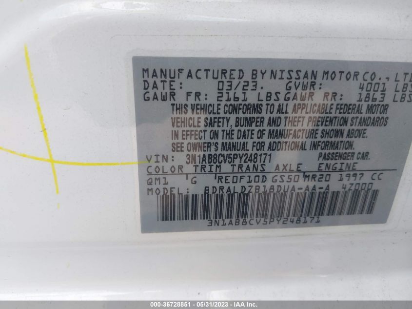 2023 NISSAN SENTRA SV - 3N1AB8CV5PY248171