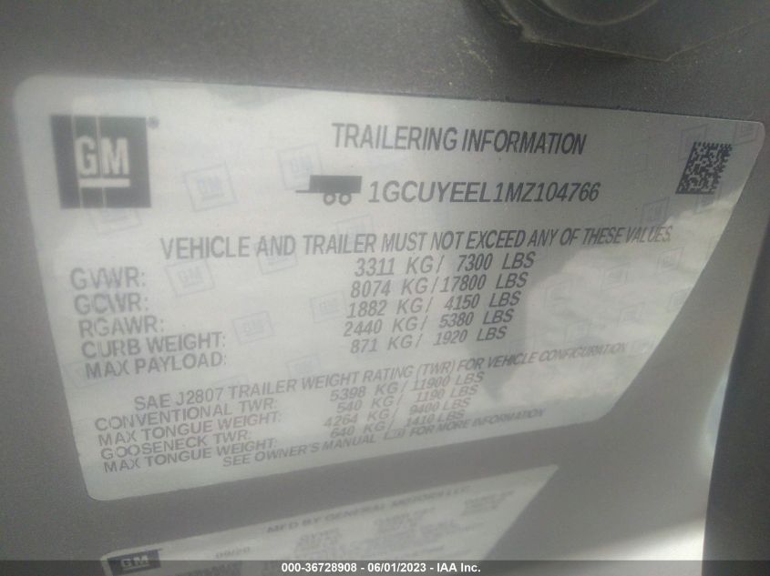 2021 CHEVROLET SILVERADO 1500 RST - 1GCUYEEL1MZ104766