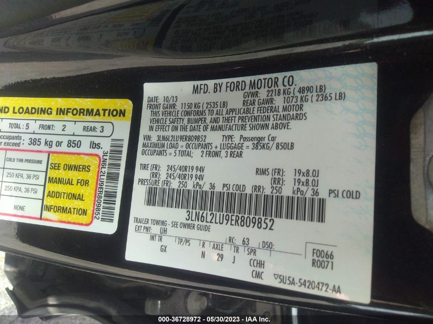 2014 LINCOLN MKZ HYBRID - 3LN6L2LU9ER809852