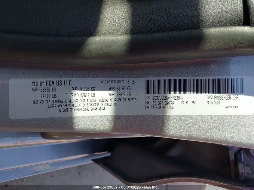 2015 CHRYSLER 200 C - 1C3CCCCB0FN723947