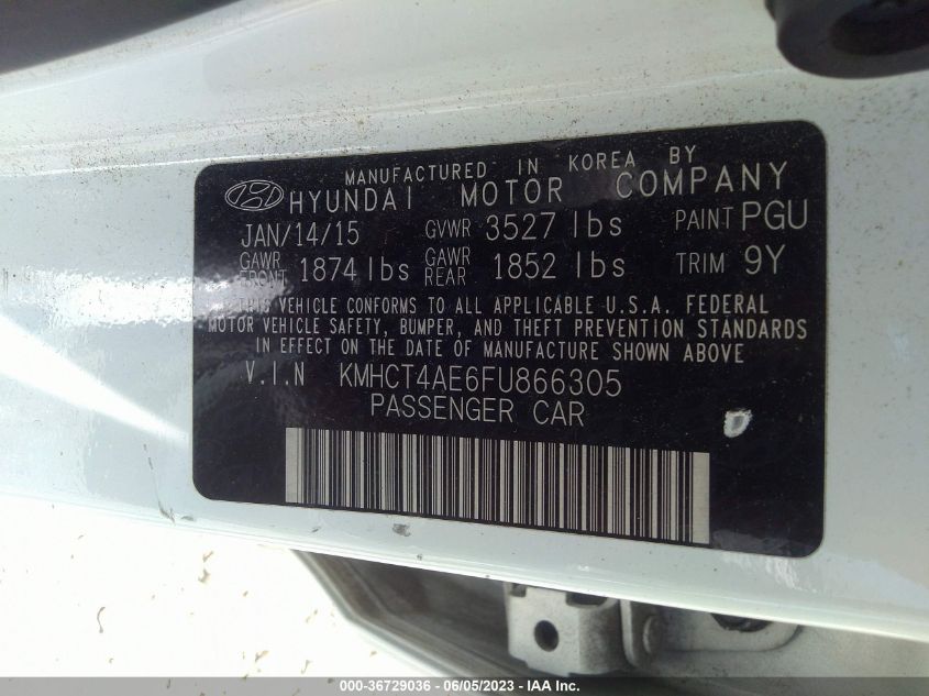 2015 HYUNDAI ACCENT GLS - KMHCT4AE6FU866305