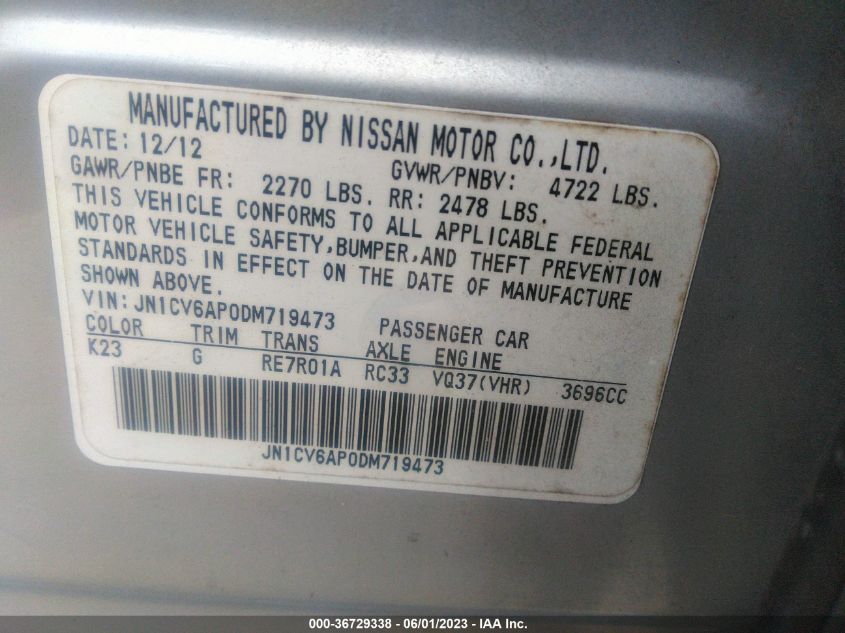 2013 INFINITI G37 SEDAN JOURNEY - JN1CV6AP0DM719473