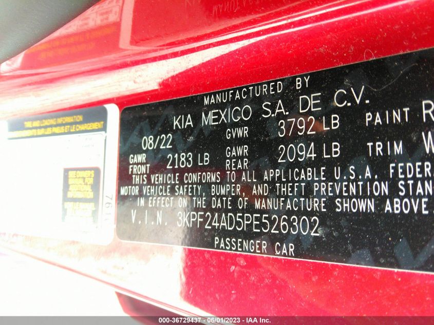 2023 KIA FORTE LXS - 3KPF24AD5PE526302