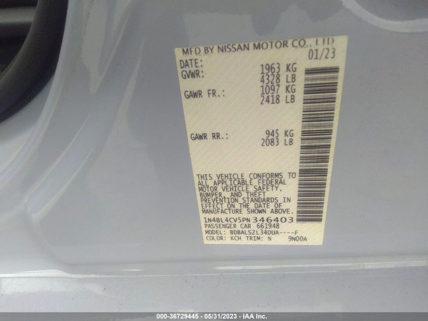 2023 NISSAN ALTIMA 2.5 SR - 1N4BL4CV5PN346403