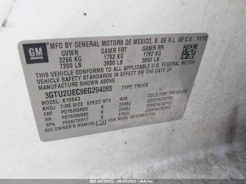 2014 GMC SIERRA 1500 SLE - 3GTU2UEC9EG294085