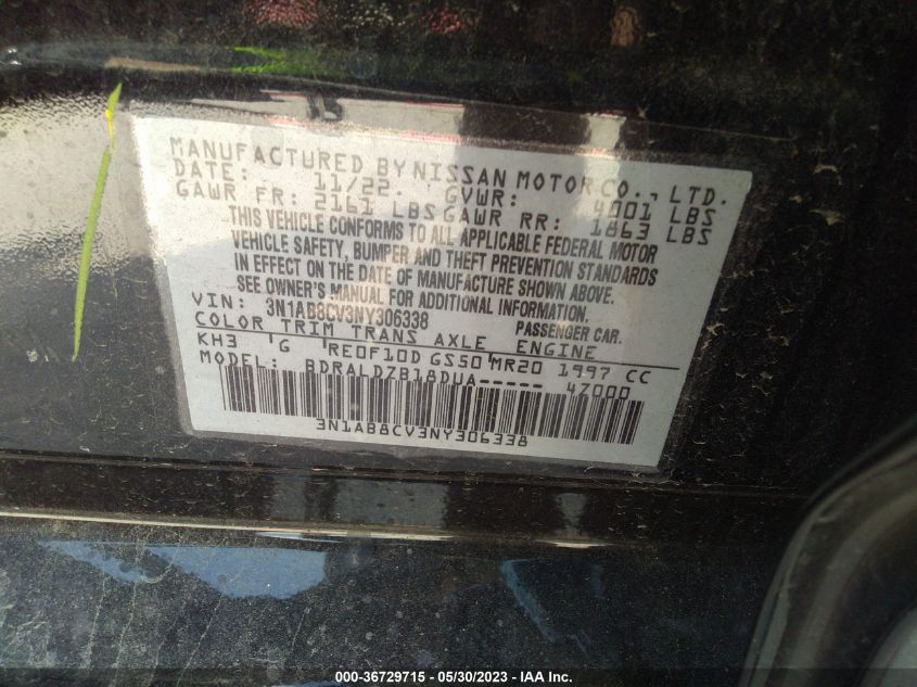 2022 NISSAN SENTRA SV - 3N1AB8CV3NY306338