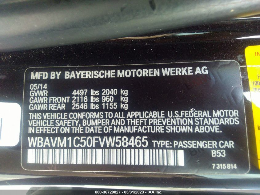 2015 BMW X1 SDRIVE28I - WBAVM1C50FVW58465