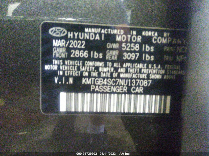 2022 GENESIS G80 2.5T - KMTGB4SC7NU137087