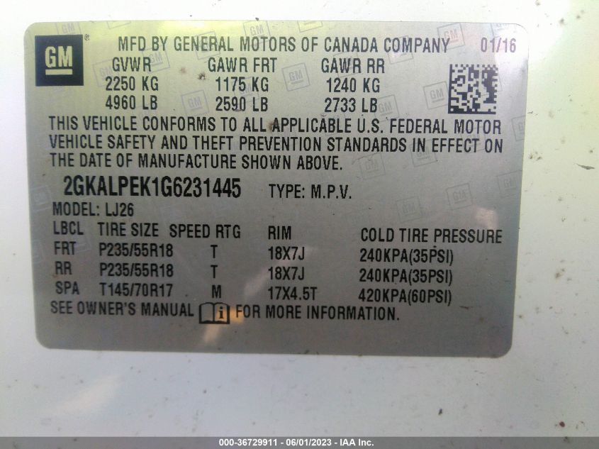 2016 GMC TERRAIN SLT - 2GKALPEK1G6231445