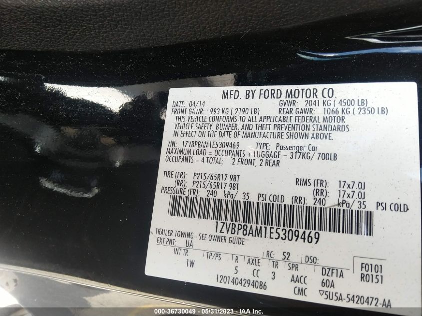 2014 FORD MUSTANG V6 - 1ZVBP8AM1E5309469