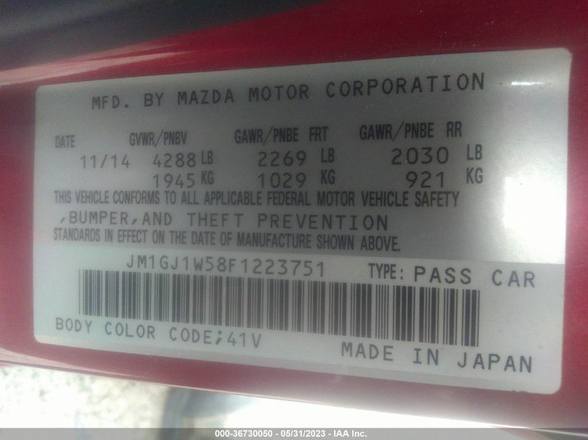 2015 MAZDA MAZDA6 I GRAND TOURING - JM1GJ1W58F1223751