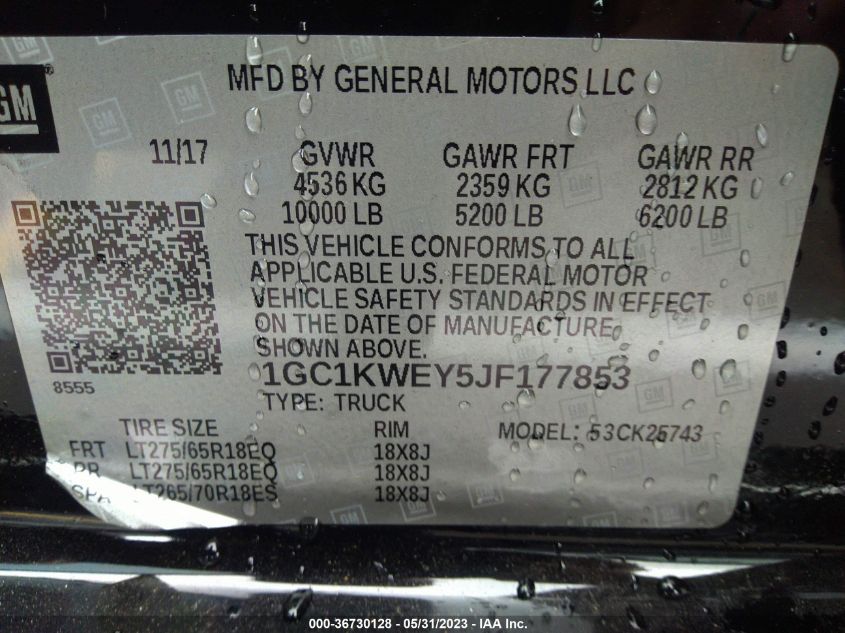 2018 CHEVROLET SILVERADO 2500HD LTZ - 1GC1KWEY5JF177853