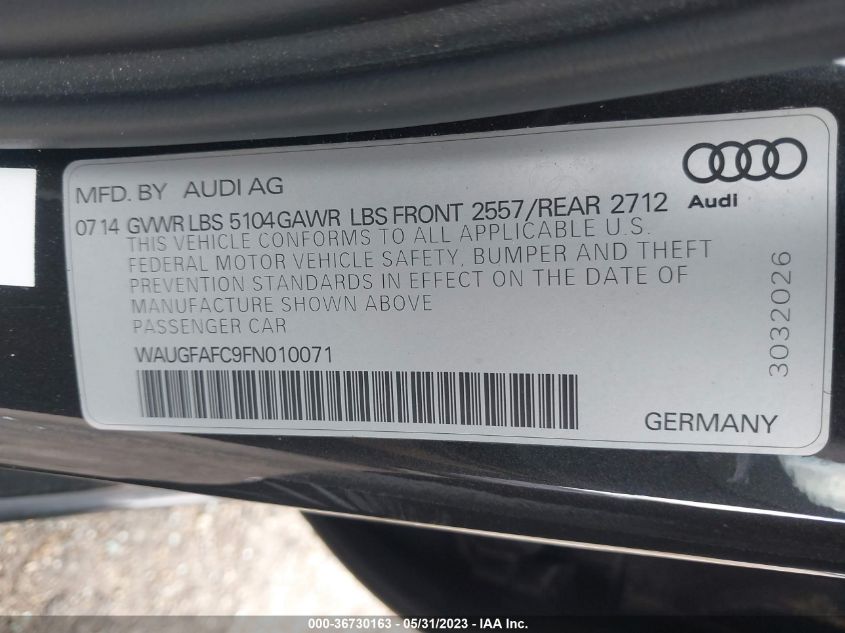 2015 AUDI A6 2.0T PREMIUM PLUS - WAUGFAFC9FN010071