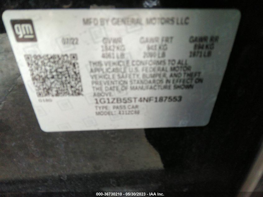2022 CHEVROLET MALIBU LS - 1G1ZB5ST4NF187553