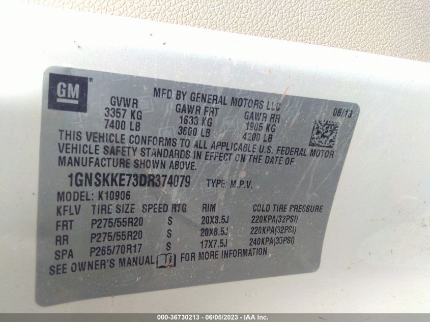 2013 CHEVROLET SUBURBAN LTZ - 1GNSKKE73DR374079