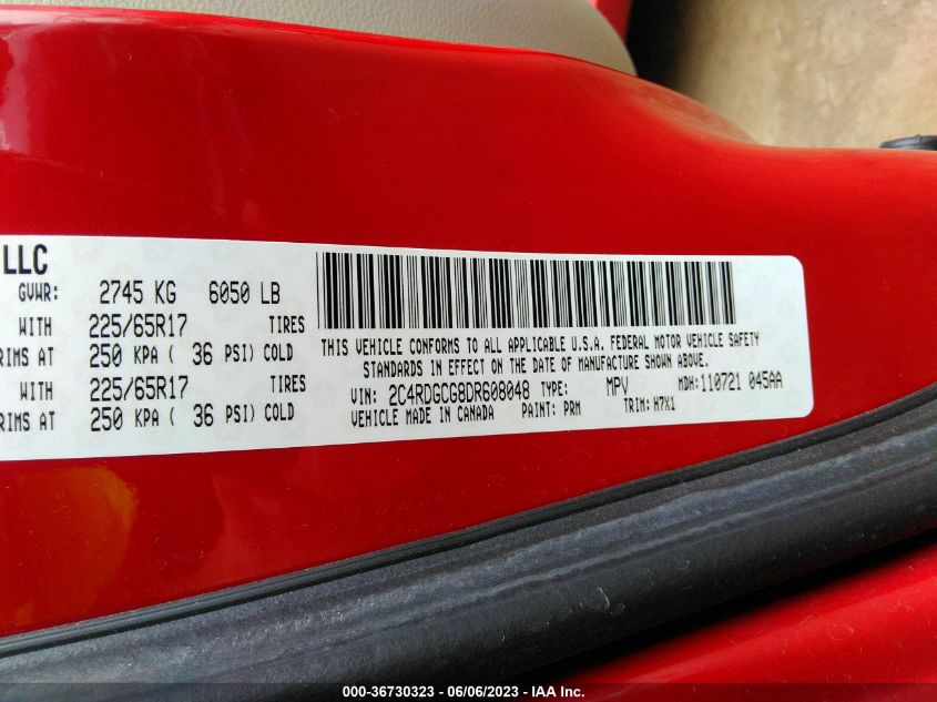 2013 DODGE GRAND CARAVAN SXT - 2C4RDGCG8DR608048